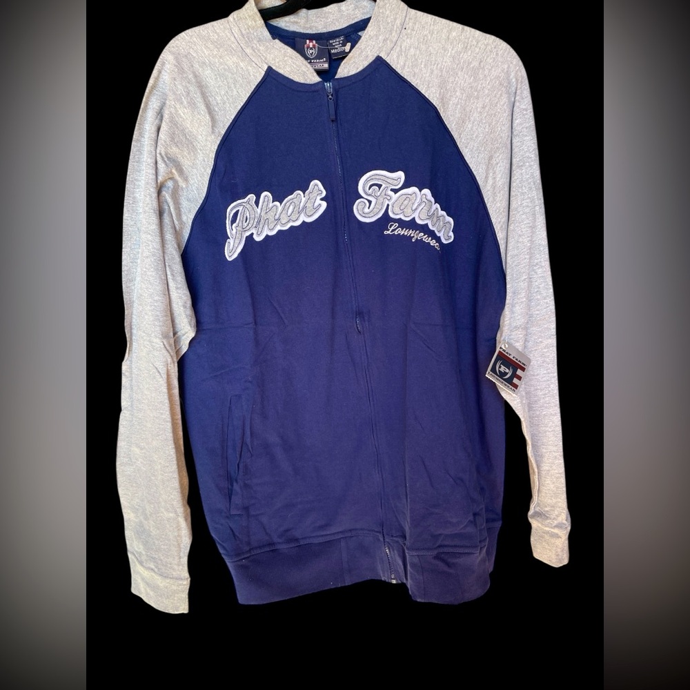 Phat Farm Loungewear Blue and Grey Zip Up Sweater (Vintage and NWT)